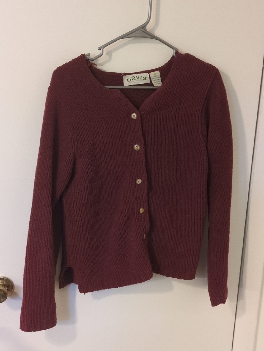 Orvis Women's Deep Burgundy Button Cardigan